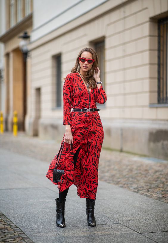 robe rouge imprimé hiver