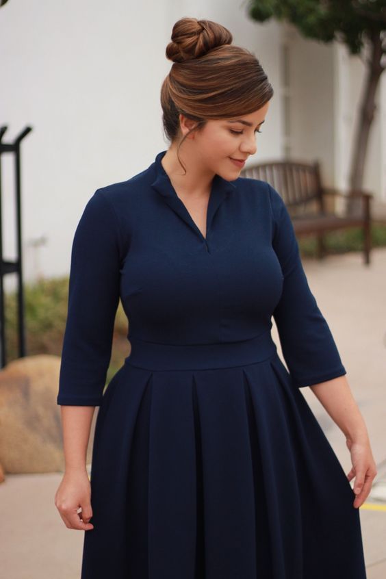 robe bleu marine fête femme ronde