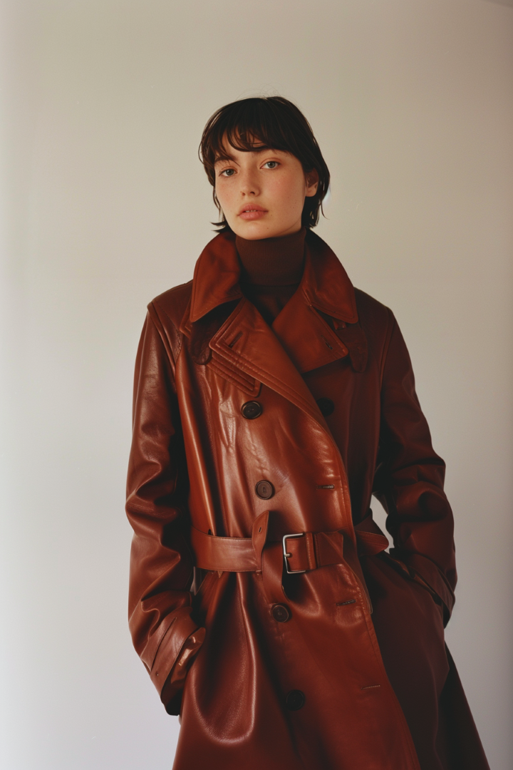 trench coat femme marron cuir